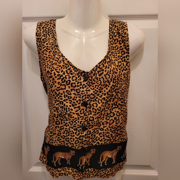 Vintage leopard print sleeveless top - Picture 1 of 7